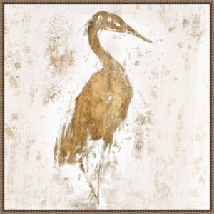 30"x30" Gilded Heron I by Jennifer Goldberger Framed Canvas Wall Art Print Bronze - Amanti Art: Modern Style, Polystyrene Frame - 1 of 4