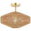 Janora 15.75" Flush Mount - FLU4106 - Natural/Gold - Safavieh - 4 of 4