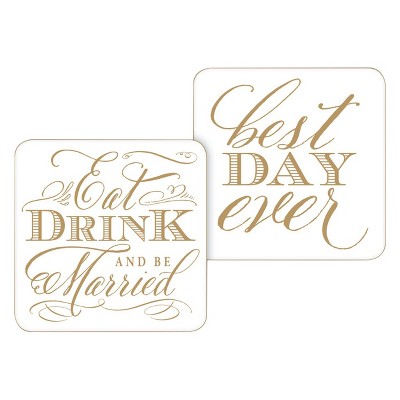 20ct Eat Drink and be Married Paper Coasters