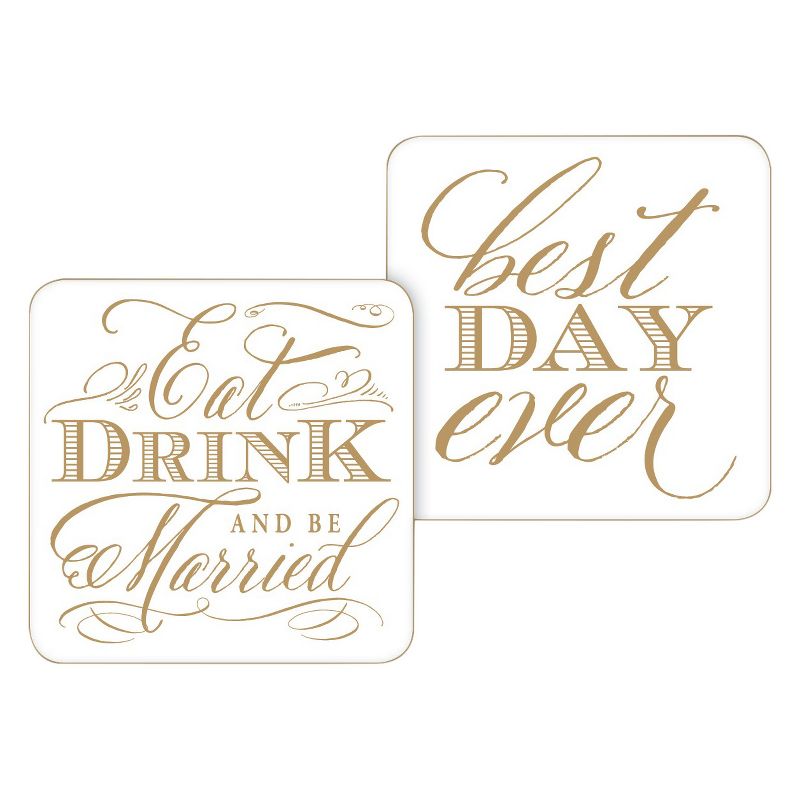 20ct Eat Drink and be Married Paper Coasters, 1 of 2