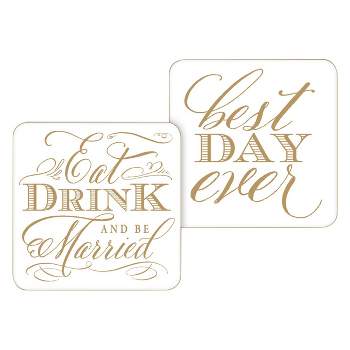 20ct Eat Drink and be Married Paper Coasters