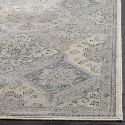 Handmade Cream and Blue Round Viscose Area Rug