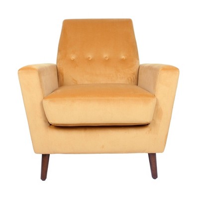 Modern Accent Chair With Button Tufting Yellow Homepop Upholstered Polyester Wood Frame 300 Lbs Capacity Target