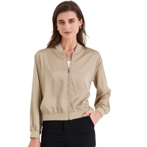 INSPIRE CHIC Women's Zip Up Long Sleeve Outerwear Casual Lightweight Jacket - 1 of 4