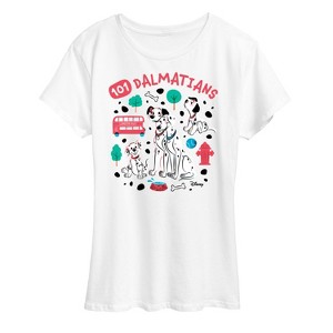 Women's - 101 Dalmatians - Collage of Dalmatian Family Short Sleeve Graphic T-Shirt - 1 of 4