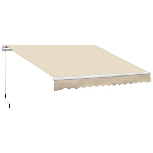 Vynxaria Retractable Awning - 12' x 8' Patio Sunshade Canopy with Manual Crank - Cream White - 1 of 4