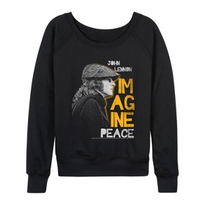 Women's - John Lennon - John Lennon Profile Lightweight French Terry Wide Neck Long Sleeve Graphic Shirt - 1 of 4