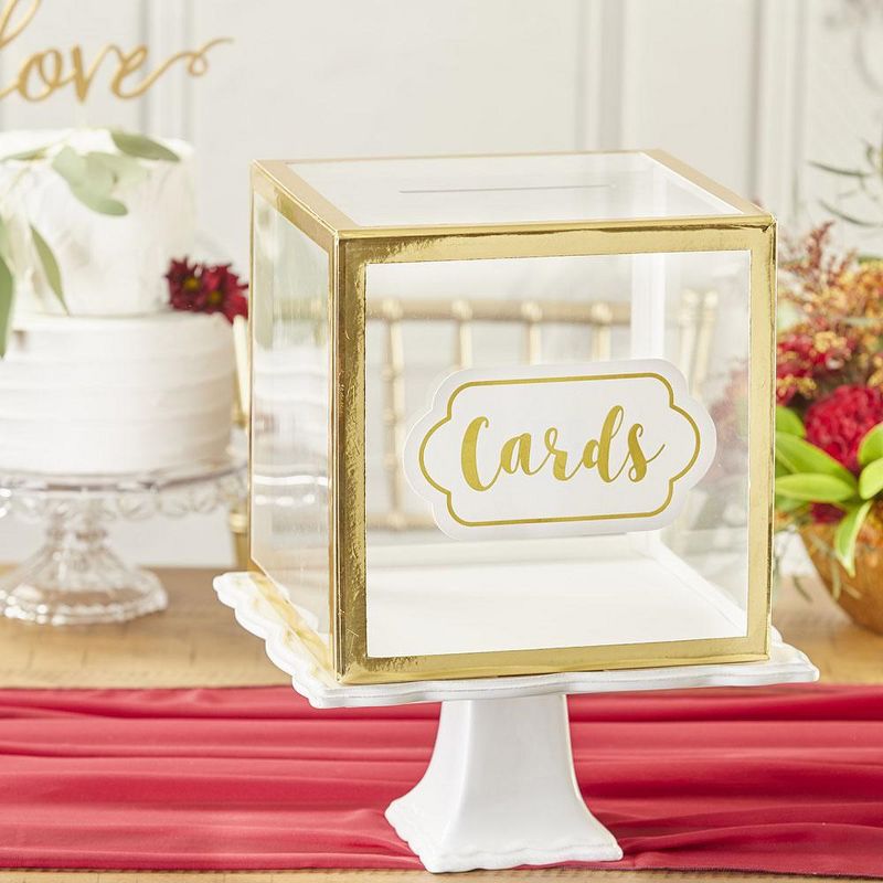 Kate Aspen Gold Frame Collapsible Acrylic Card Box | 18215NA, 3 of 9