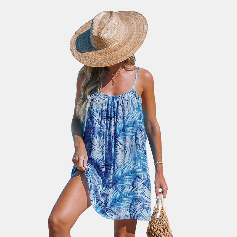 Women's Blue Tropics Sleeveless Cover-Up Slip Dress - Cupshe, 1 of 7