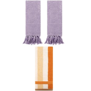 REGALWOVEN 3 Packs Cotton Absorbent Soft Decorative Bathroom Hand Towel Set - 1 of 4