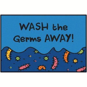 Carpets for Kids KIDsValue Wash Away the Germs Classroom Rug, 3' x 4' 6" Rectangle, Blue - 1 of 4