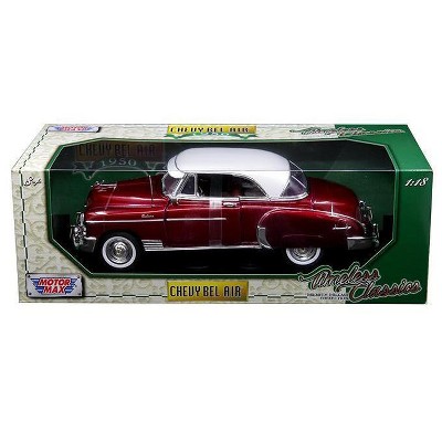 1950 Chevrolet Bel Air Burgundy with White Roof 1/18 Diecast Model Car by Motormax