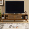 68 Inch Mid Century Modern TV Stand with Rattan Doors, Entertainment Center Media Console for 60/65/70/75 inch TVs - 3 of 4