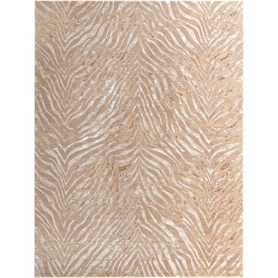 Ivory Beige 9' x 12' Medallion Synthetic Area Rug