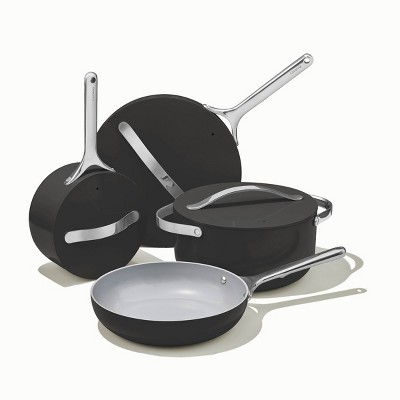 Caraway Home 2pc Nonstick Ceramic Mini Fry Pan and Mini Sauce Pan Set  Charcoal Gray