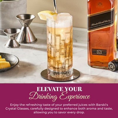European Crafted Clear Glass Highball Tumblers Set of 4