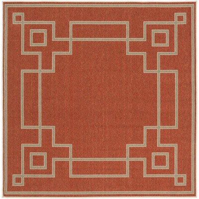 Mark & Day Natalie 7'3"x7'3" Square Woven Indoor & Outdoor Area Rugs Rust: Stain-Resistant, Trellis Pattern, Pet Friendly