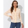 Allegra K Women's Floral Print Split V Neck Office Long Sleeve Blouse - 2 of 4