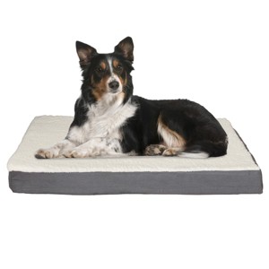 Orthopedic Dog Bed - 2-Layer 36x27-Inch Memory Foam Pet Mattress with Machine-Washable Cover for Large Dogs up to 65lbs by PETMAKER (Gray) - 1 of 4