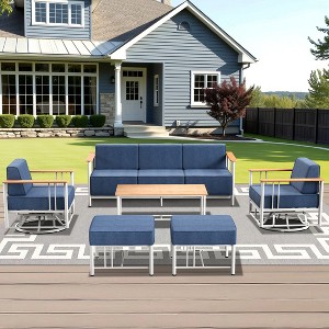 Outdoor Swivel Rocker Patio Chairs High Back Wicker Patio Furniture - 1 of 4