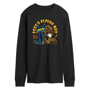 Men's - Pete the Cat - Piping Hot Coffee Long Sleeve Graphic T-Shirt - 1 of 4