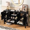 Storage Sideboard with 4 Doors & Adjustable Shelves, Buffet Cabinet with Open Shelf & Double Hooks - ModernLuxe - 2 of 4