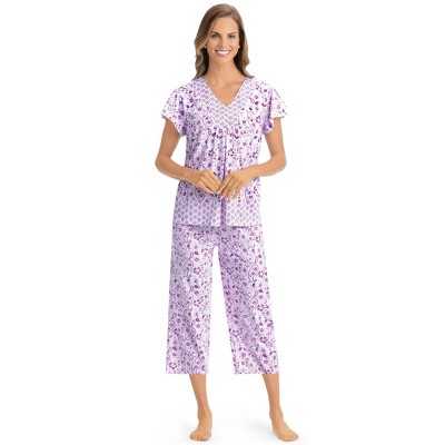 Collections Etc Border Print Capri Pajama Set