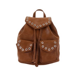 Slickblue Urban Textured Vegan Leather Backpack, Curved Flap