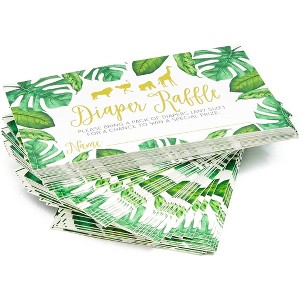 Blue Panda 60 Counts Baby Shower Diaper Raffle Tickets, Lottery Invitation Insert Cards Baby Shower Game Supplies for Boys or Girls, Jungle Safari - 1 of 4
