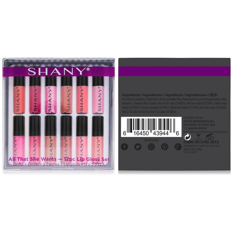 SHANY All That She Wants Multi Colored Lip Gloss Set  - 12 pieces, 4 of 5