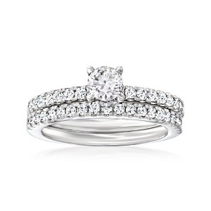 Ross-Simons 1.00 ct. t.w. Diamond Bridal Set: Engagement and Wedding Rings in 14kt White Gold - 1 of 4