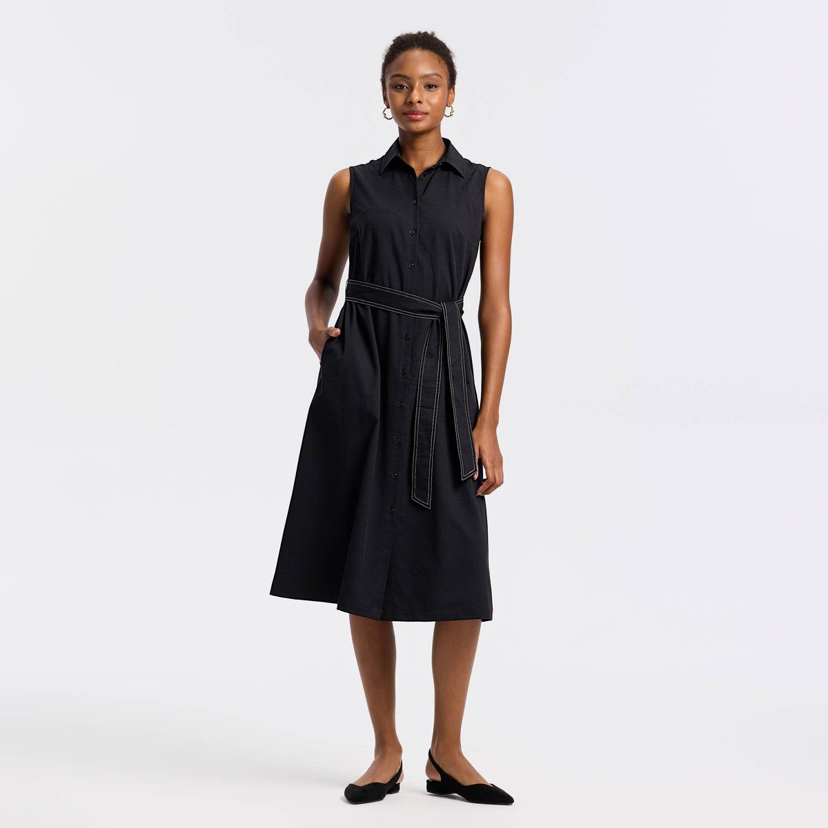 Women's Belted Midi Shirtdress - A New Day™