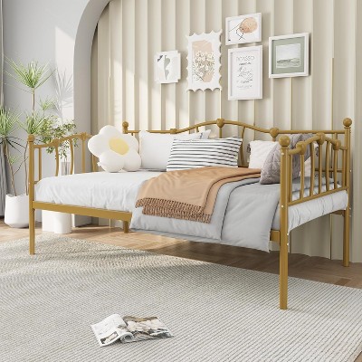 Metal Twin Daybed, Space-Saving Sofa Bed with Headboard & Steel Slat Support, No Box Spring Needed, Ideal for Apartment, Living Room, Small Spaces