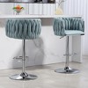 COWLOWN Set of 2 Swivel Bar Stools, Adjustable Height Counter Stools with Woven Back, Silver Chrome Base & Footrest - 4 of 4