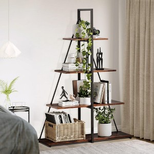 Bookcase, 4-Tier Ladder Bookshelf, A-Shaped Ladder Shelf Display, Ladder Shelf Storage Organizer for Living Room, Home Office - 1 of 4