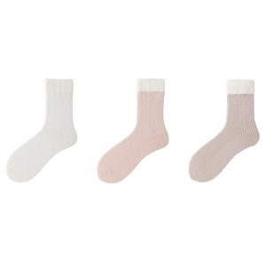 Anna-Kaci Women's 3-Pair Plush Cuffed Crew Socks Soft Knit Ribbed Design Comfortable Everyday Wear - 1 of 4