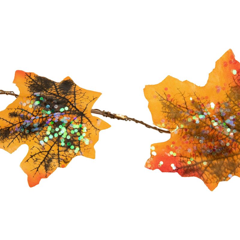 Northlight 10-Count LED Fall Harvest Maple Leaves Micro Fairy Light Set 4ft, Brown Wire, 4 of 7
