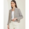 Allegra K Women's Tweed Stand Collar Long Sleeve Cropped Blazer Jacket - 2 of 4