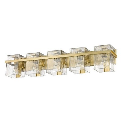 Modern Gold 5-Light Vanity with Handmade Glass Shades