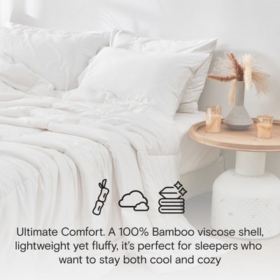 Full/Queen White Bamboo Cooling Comforter with Microfiber Fill