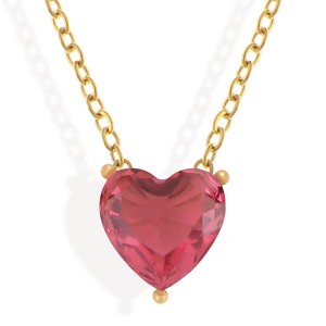 Anna-Kaci Gold Tone Necklace with Heart-Shaped Crystal Pendant - 1 of 4