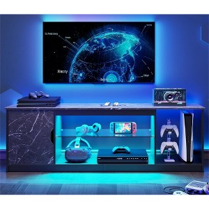 Bestier 58'' Gaming Entertainment Center LED TV Stand with Cabinet for 65'' TV-Black - 1 of 4