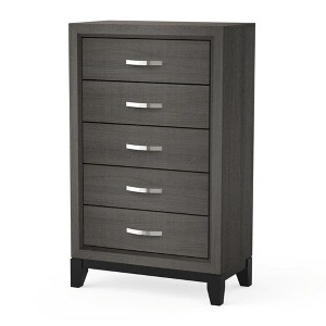 Sapphtopaz Modern Dresser with 5 Wide Drawers & Wooden Legs Closet Storage Cabinet with Two-Tone Design Drawer Organizer for Bedroom, Entryway - 1 of 4