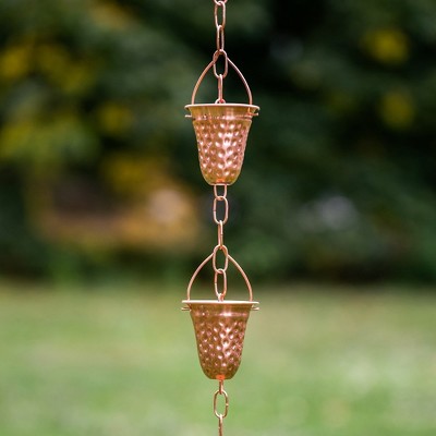Marrgon Copper Hammered Bell Style Rain Chain, 3 Feet