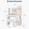 Arched Vanity Desk with Mirror & Lights, White Makeup Vanity Table with 3 Drawers, 11 Shelves, Outlet, Light Strip & Storage Stool - 2 of 4