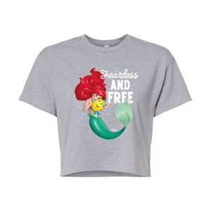 Women's - Disney Princess - Ariel And Flounder Fearless And Free Cropped Graphic T-Shirt - 1 of 4