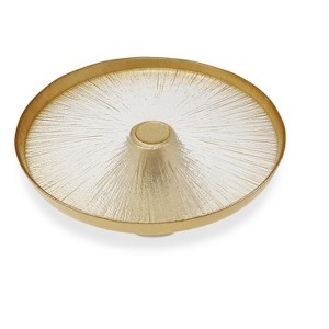 Classic Touch Glass Footed Cake Plate with Gold Rim - 1 of 4