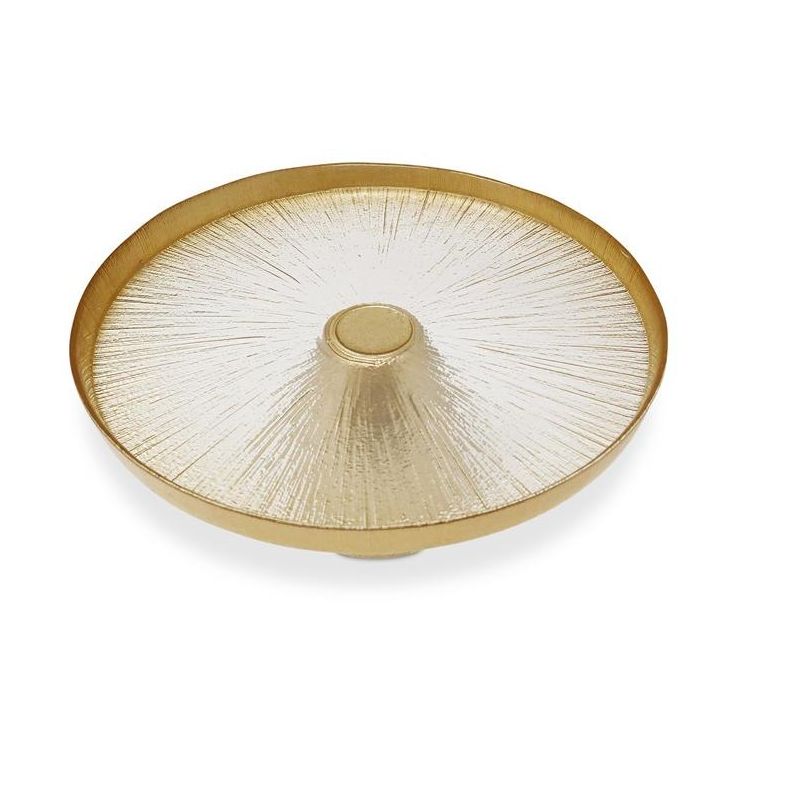 Classic Touch Glass Footed Cake Plate with Gold Rim, 1 of 7
