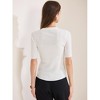 INSPIRE CHIC Women's Ribbed Knit V Neck Button Henley Half Sleeve Shirt - 4 of 4