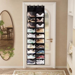 Over The Door Shoe Organizer, Hanging Shoe Rack - 20 Large Pockets, 10 Tier Oxford Fabric with 4 Metal Hooks, Fits Size 16 Shoes, 64"H x 20"W x 7"D - 1 of 4